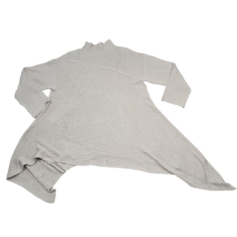 Fashion Womens Asymmetrical Ribbed Knit Sweater 2XL Beige 100% Acrylic